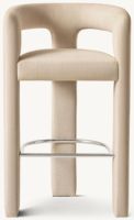 Tabouret de bar moderne entièrement rembourré pour hôtel, avec dossier ouvert en tissu, style luxe