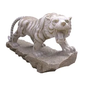Đá Granite Tự Nhiên Đá Lớn Kích Thước Cuộc Sống Tượng Tiger, Tiger Tác Phẩm Điêu Khắc Đá