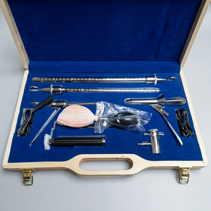 Sigmoidoscope manuel avec obturateur et porte-lumière, ensemble complet dans un coffret en bois robuste / Ensemble de sigmoidoscope rigide pour obstétrique/gynécologie - Product Image 1