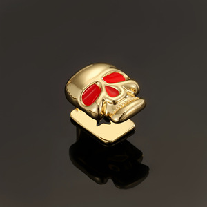 Skull <b>Braces</b> Gold And Silver Red Eye Design Single Tooth Grillz For <b>Men</b> Everyday Wear - Product Image 3