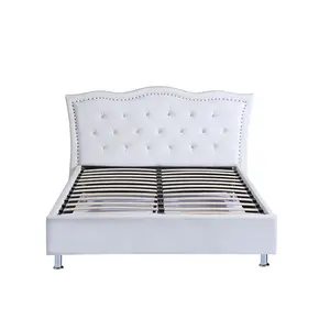 Queen Linen Fabric Bed Base (Grey) queen size slatted bed base