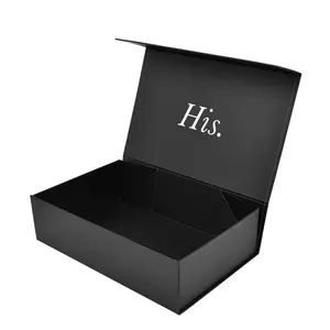 Cajas de Cartón Rígido de Alta Calidad, Cajas de Regalo de Papel Negro para Hombre, Caja de Regalo de Lujo con Cierre Magnético y Tapa Abatible - Product Image 1