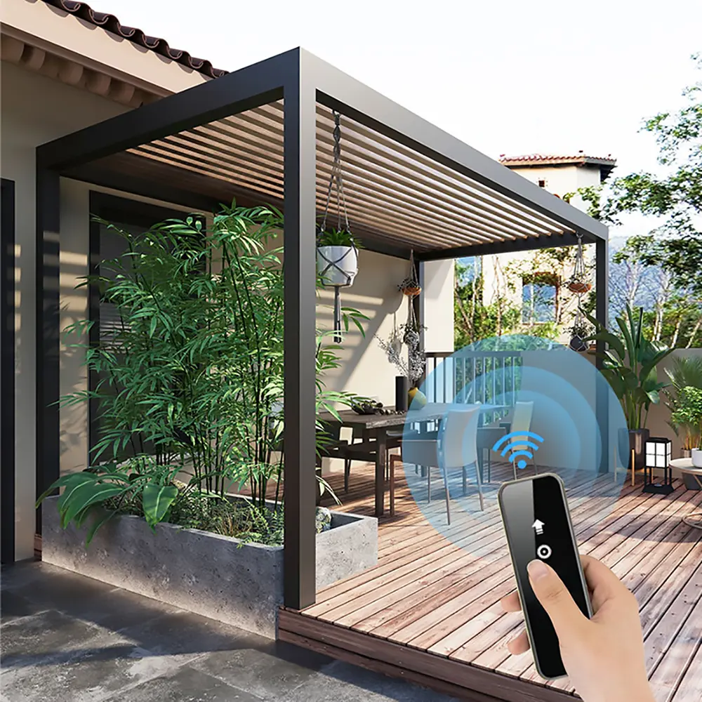 2024 gazebo extérieur personnalisé de qualité supérieure pergola en aluminium motorisée moderne