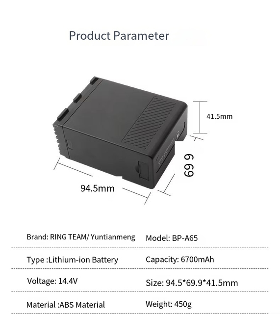 Ringteam BP-A65 Li-Ion Battery for Canon EOS C300 Mark II, C200 Camcorders, BP-A60, BP-A90, BP-A30 Devices (14.4V)