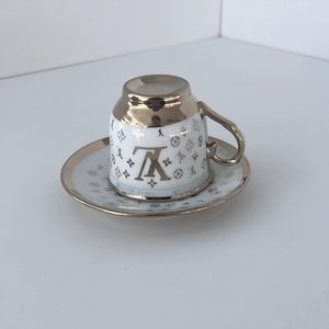 Ceramic Gold Foil Coffee Cup and Saucer Set Oven &amp; Microwave Safe Suitable for Household Daily <strong>Drinking</strong> &amp; Luxury Afternoon Tea - Product Image 5