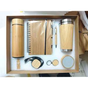 Tasse à café de voyage en bambou naturel et bouteille isotherme en acier inoxydable pour voiture – Articles promotionnels écologiques - Product Image 1