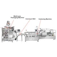 Ligne de production automatique de sauce tomate à grande vitesse à 10 voies, emballage de sachets de pâte liquide à scellage 4 côtés avec machine d'encartonage