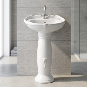 Nouveau lavabo décoratif en céramique moderne avec piédestal, à poser au sol, style européen - Product Image 4