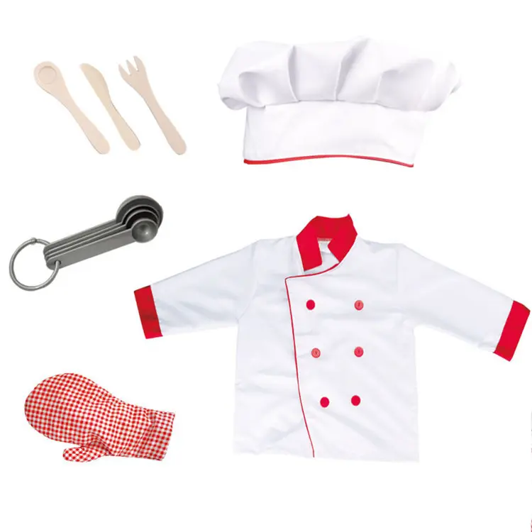 Funny white color kids cooker cosplay costume kitchen play pretend for home