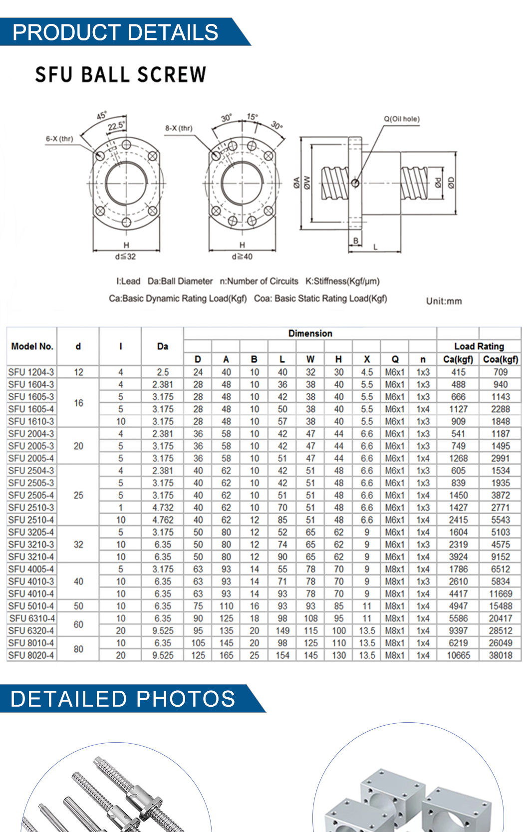 SFU6310 SFU6320 ball screw assembly 63mm large lead ball screw ball