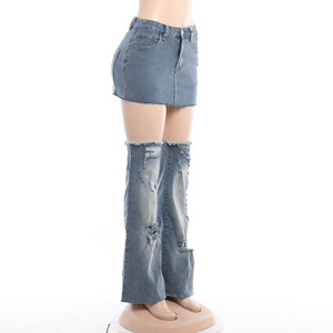 Ladies <strong>Jeans</strong> Blue Skirt <strong>Women</strong> 2 Piece Set Streetwear Denim Skirt <strong>Jeans</strong> <strong>Boot</strong> <strong>Cut</strong> <strong>Jeans</strong> <strong>for</strong> <strong>Women</strong> - Product Image 3
