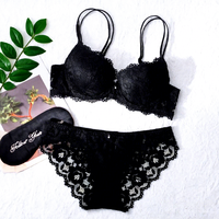 Ensemble de soutien-gorge en dentelle à armatures pour femmes, personnalisé en gros, avec motif floral, style quotidien, culotte de bikini, matière en élasthanne/coton