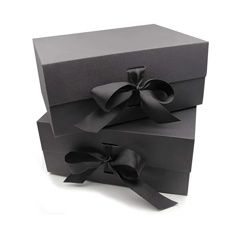 Paper Box Foldable Gift Cardboard Paper Flat Folding Collapsible Magnet Gift Package Paper Box