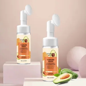 Sersanlove 120Ml Biologische Avocado & Honing Gezichtsreiniger Exfoliator Schoonheid Gezichts Milde Reinigingsschuimmousse Met Borstel Oem