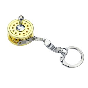 Forte roue de poisson porte-clés couleur or mouche <span class=keywords><strong>pêcheur</strong></span> filature moulinet de pêche Miniature drôle porte-clés avec porte-clés - Product Image 6