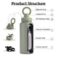 Logo personnalisé 18oz 32oz flacons à vide à double paroi isolés en acier inoxydable sport magnétique Magsafe bouteille d'eau avec support pour téléphone