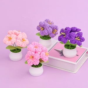 Planta en maceta de campanilla danesa tejida a mano, adorno para el hogar, ramo de lana artificial tejido a ganchillo, regalo para boda - Product Image 1