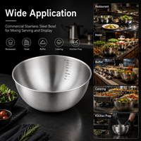 Bol à salade coréen en acier inoxydable 304 avec échelle de mesure, bol mélangeur commercial pour restaurant, hôtel, buffet, durable