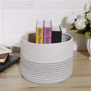 High Capacity Environmental Collapsible Closet Storage Nursery Cotton Rope Storage Baskets Small Woven Basket For Clothes
