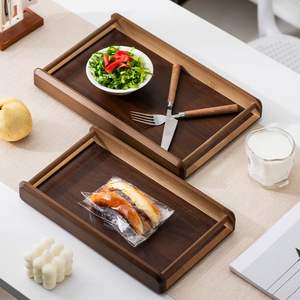 Walnut Colored Bamboo <b>Tray</b> Rectangular With Handle Breakfast Serving Hotel Display <b>Storage</b> <b>Tray</b> - Product Image 1