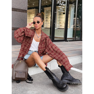 2025 autunno e inverno nuovo arrivo <span class=keywords><strong>camicia</strong></span> allentata stile stile rosso mattone stile <span class=keywords><strong>camicia</strong></span> <span class=keywords><strong>a</strong></span> <span class=keywords><strong>quadri</strong></span> abbigliamento <span class=keywords><strong>donna</strong></span> - Product Image 5