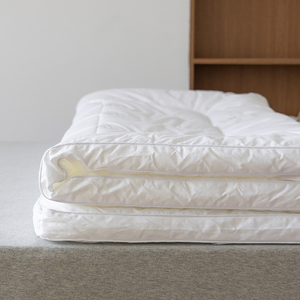 Quilted Fitted Mattress <strong>Topper</strong> Thicken Pad Top White Grey Mattress Cover with Deep Pocket Fitted Skirt Sheet - Product Image 5