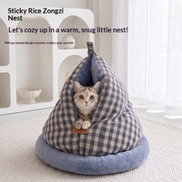 Lit pour animaux de compagnie rond et protecteur Emi-Enclosed, chaud, solide, épaissi, lavable et résistant aux griffures pour chats