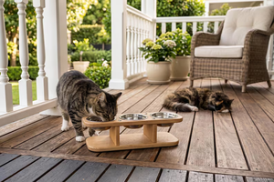 Feeding Station Raised Wooden Pet Feeder <b>Small</b> <b>Dog</b> with 3 Stainless Steel <b>Bowls</b> - Product Image 2