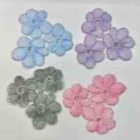 Applique florale en maille polyester perlée colorée, patch de pétales décoratif, accessoire de mode pour coiffure et artisanat DIY