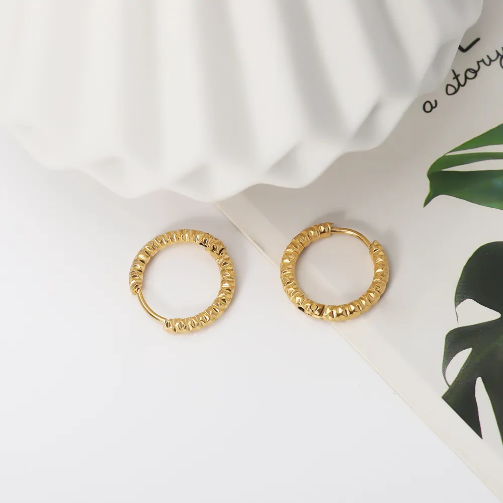 Fine Jewelry concavo convesso grande cerchio CC orecchini forno in acciaio inossidabile placcato oro 18 carati orecchini a cerchio gioielli di moda donna