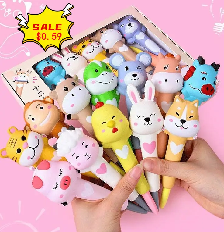 FW88 kawaii Gel Pens Squishy Stationery Stress Relief Squeeze Fidget Toys Squishy School Supplies Toys Custom Squishy Pens