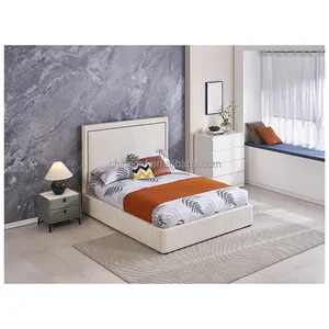 latest design bed Hot sale genuine leather european custom green bed room furnitures king size storage bed
