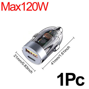 120W车载电话充电器<span class=keywords><strong>USB</strong></span> <span class=keywords><strong>C</strong></span>型端口适配器迷你<span class=keywords><strong>USB</strong></span>车载充电器快速车载适配器双端口打火机适配器 - Product Image 6