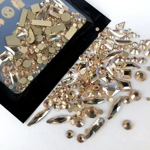 180 piezas de diamantes de imitación de vidrio AB con reverso plano para decoración de uñas, gemas de diamante mixtas de múltiples formas, piedras de cristal azules y moradas para decoración de uñas DIY. - Product Image 5