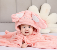 Customizable Kids Bath Towels Quick-Dry Coral Fleece Square Hooded Cloak Robe Set Machine Wash Animal Print Cute Bathroom Use