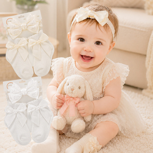 Nouveaux Bandeaux Nœuds Scintillants Personnalisés avec Ensembles <span class=keywords><strong>de</strong></span> Chaussettes, Produits Bébé Unis, 6 Couleurs, Vente en Gros Usine - Product Image 1