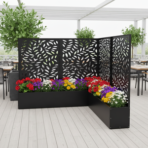 Jardinera Metálica Decorativa con Rejilla, Galvanizada/Aluminio, Pantalla <span class=keywords><strong>de</strong></span> Privacidad Cortada con Láser, Orificio <span class=keywords><strong>de</strong></span> Drenaje, Ecológica, para Hogar y Jardín - Product Image 6