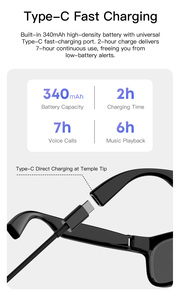 Lunettes Intelligentes IA M10A avec Caméra 20MP, 4K 60FPS, Stabilisation Gyroscopique 6 Axes, Recharge Type-C, Batterie 340mAh, Stock Usine OEM, Vente en Gros - Product Image 5