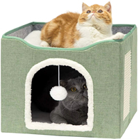 Lit pour chat pliable d'intérieur personnalisé avec griffoir et rangement, durable
