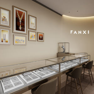 FANXI <span class=keywords><strong>di</strong></span> lusso grigio microfibra customizzato vetrina espositore gioielli Set anello Display espositore gioielli per negozio al dettaglio - Product Image 6