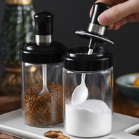 250ml cuisine stockage conteneur épices sel sucre scellé pot assaisonnement bouteille verre avec brosse et cuillère pot d'huile