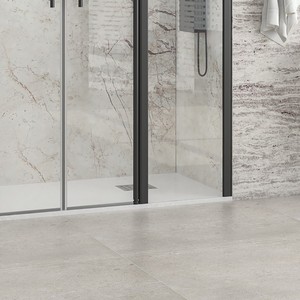 Kamalu KPX7000N Moderna Porta Doccia Senza Telaio in Acciaio Inox 170 cm Nera con Doppia Anta a Battente e Pannelli Fissi per Bagno Scorrevole - Product Image 5
