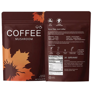 Caffè in Polvere ai Funghi 6 Funghi Adattogeni Criniera di Leone Cordyceps per Concentrazione Energia Supporto Immunitario e Digestione Adulti 180g - Product Image 2