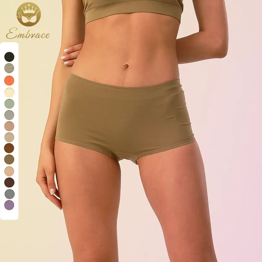 Bóxer de algodón de talla grande para mujer, ropa interior S-XXL personalizada, alta elasticidad, sin costuras