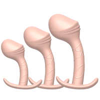 Ensemble de trois tailles de plugs anaux souples pour adultes, masseur corporel, produit à marque privée