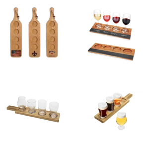 Plateau de dégustation de bière personnalisable en bois écologique 3/4/5 trous, accessoires de bar, plateau de dégustation, France, Malt Shovel, Mash, <span class=keywords><strong>Fettercairn</strong></span> - Product Image 1