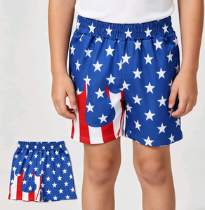 Pantalones Cortos Personalizados para Niños con Estampado de la Bandera de EE. UU. para Primavera/Otoño, Diseño de Estrellas y Rayas del 4 de Julio, Tela de Algodón y Elastano, Ropa Casual para Bebés - Product Image 3