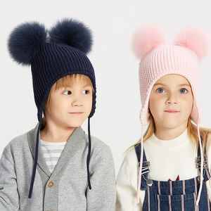 Bonnets tricotés à double fourrure et à <span class=keywords><strong>pompon</strong></span> <span class=keywords><strong>pour</strong></span> enfants, doublés <span class=keywords><strong>en</strong></span> polaire <span class=keywords><strong>pour</strong></span> l'hiver, <span class=keywords><strong>bonnet</strong></span> <span class=keywords><strong>pour</strong></span> enfants, garçons et filles, vente <span class=keywords><strong>en</strong></span> gros - Product Image 5