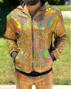 Survêtements holographiques réfléchissants en polyester pour hommes – Tenue de festival, vêtements de fête scintillants, costume de Mardi Gras, soirée <span class=keywords><strong>disco</strong></span> TV - Product Image 3