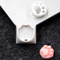 Keycaps en silicone souple en forme de patte de chat 1U, style PC, DIY, haute qualité, pour filles, blanc rose, personnalisables, fabriqués sur mesure